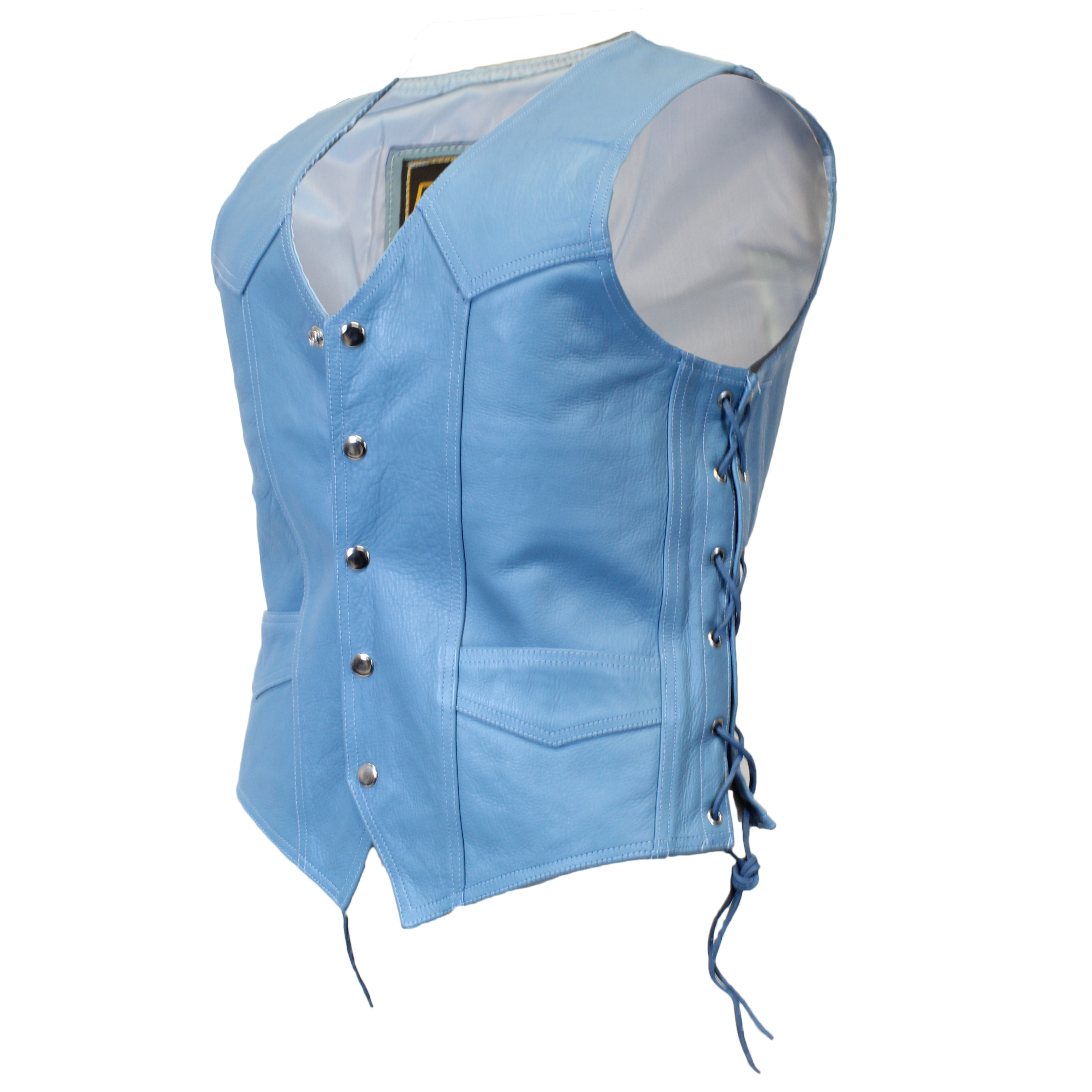 Light Blue Knight Leather Vest – Hasbro Leather | Top Quality Bikers ...