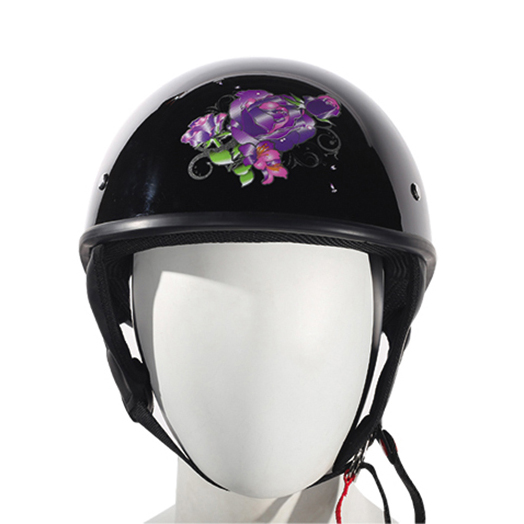 DOT Women's Purple Rose Motorcycle Half Helmet