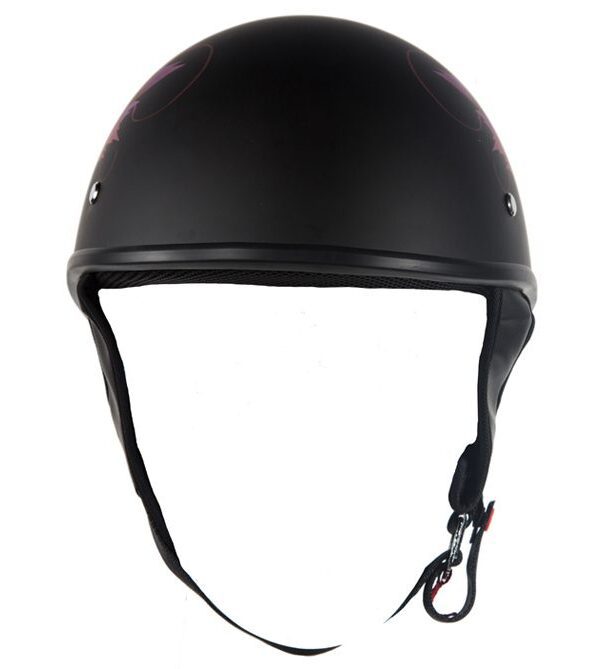 Women’s DOT Approved Low Profile Flat Black Helmet With Fairy & Flowers — alternate view 5, Hasbro Leather