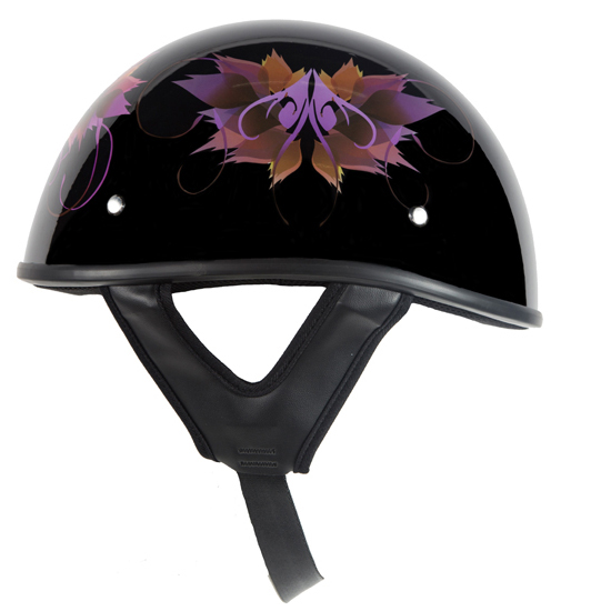 DOT Women's Purple Rose Motorcycle Half Helmet