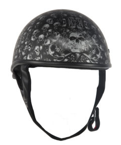DOT Low Profile Motorcycle Helmet With Skulls Graphic