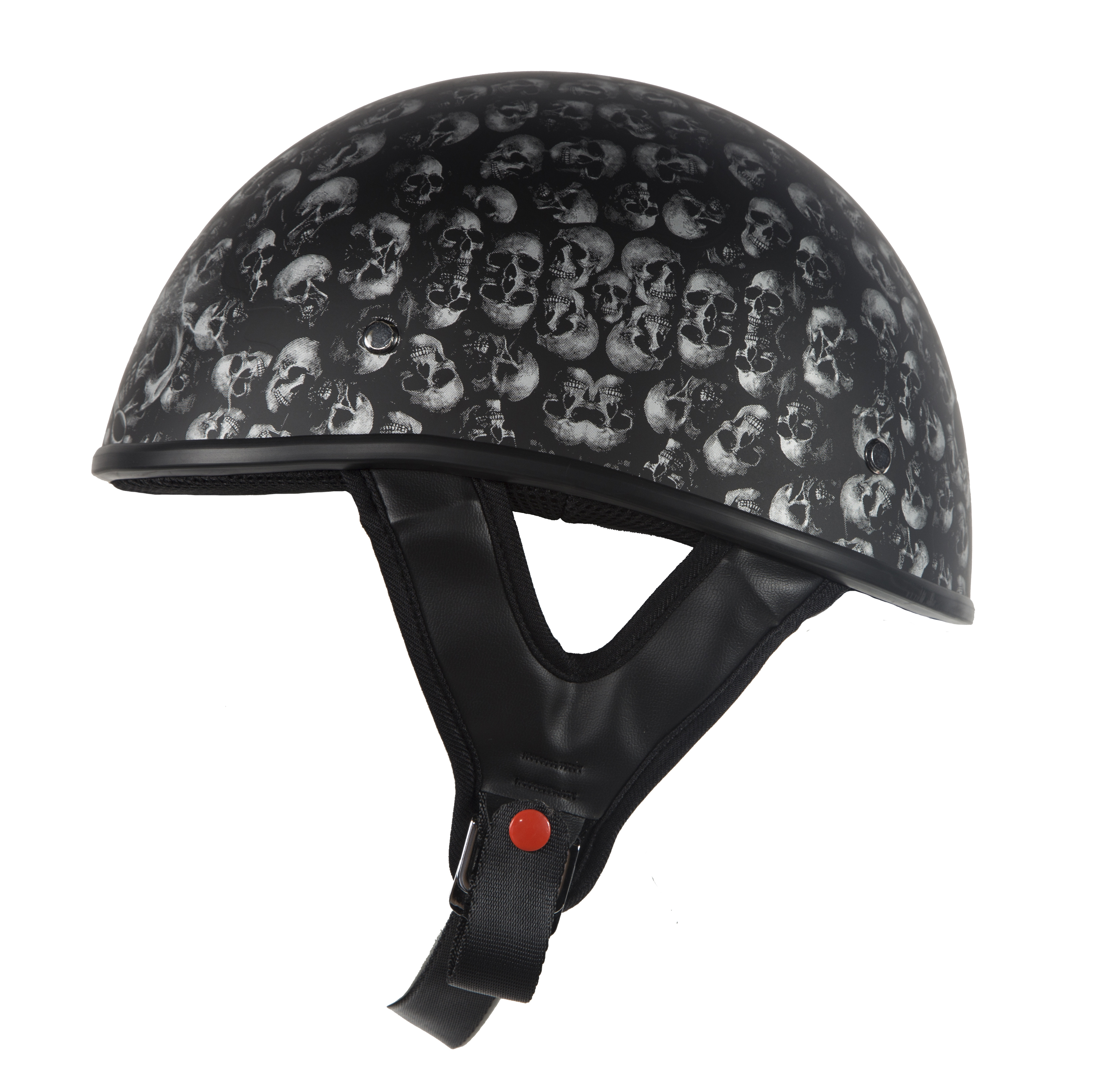 DOT Low Profile Motorcycle Helmet With Skulls Graphic – Hasbro Leather | Top Quality Bikers