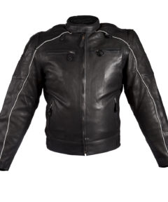Mens Leather Jacket With Racer Collar