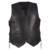 Mens Plain Leather Vest With Zipper Front