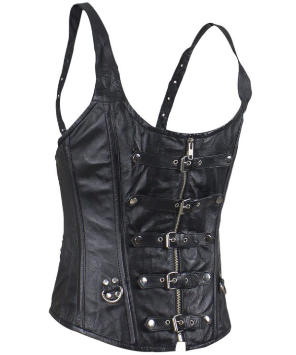 Women's Lambskin Leather Corset With Buckle Closures - Image 4