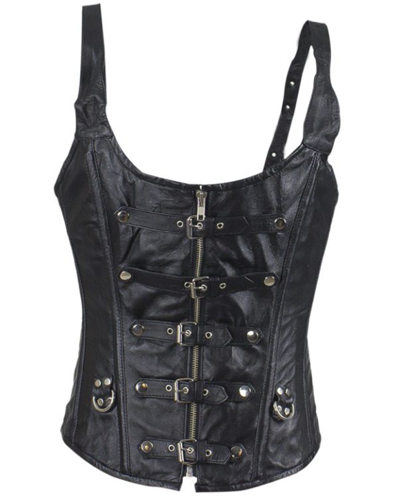 Women's Lambskin Leather Corset With Buckle Closures