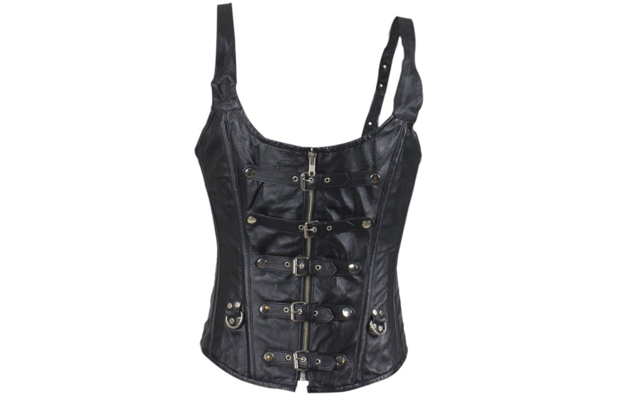 Women's Lambskin Leather Corset With Buckle Closures