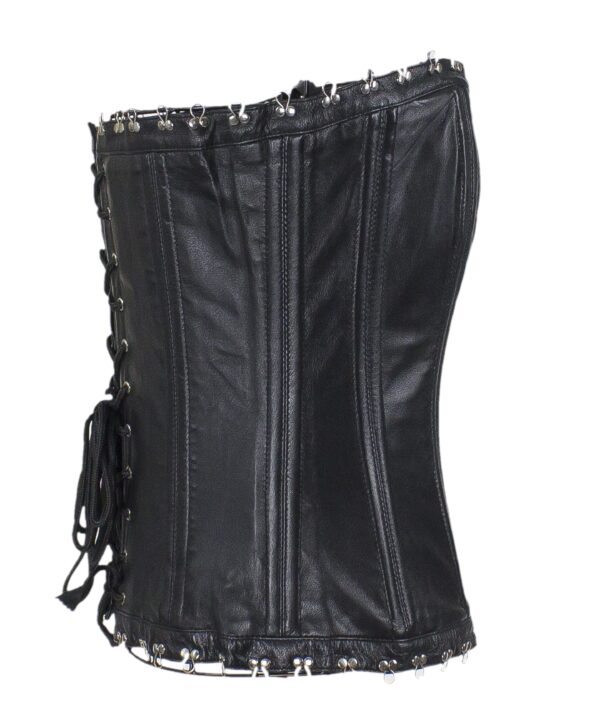 Women’s Hook & Eye Lambskin Leather Corset — Ultra-Soft Genuine Leather — alternate view 3, Hasbro Leather