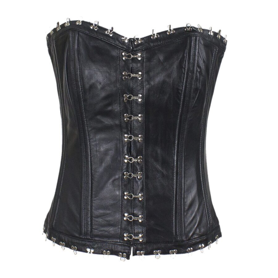 Women's Hook & Eye Lambskin Leather Corset — Ultra-Soft Genuine Leather