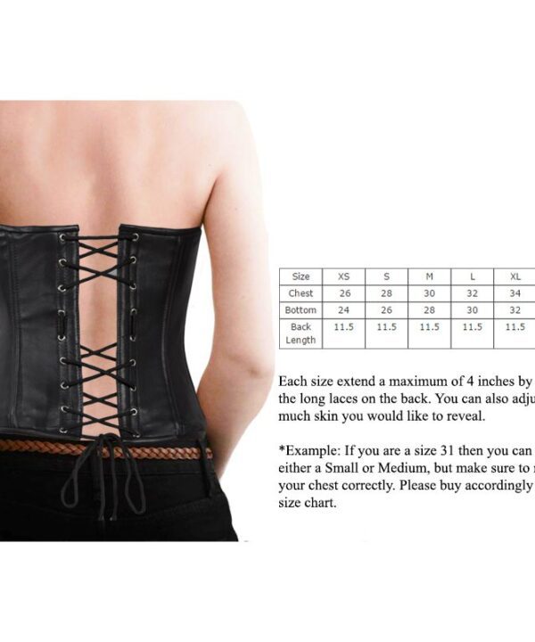 Women’s Strapless Lambskin Leather Corset With Zip, Buckle & Lace — alternate view 7, Hasbro Leather