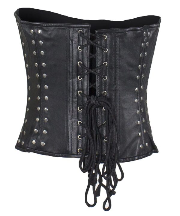 Women’s Studded Black & Pink Lambskin Leather Corset — alternate view 3, Hasbro Leather