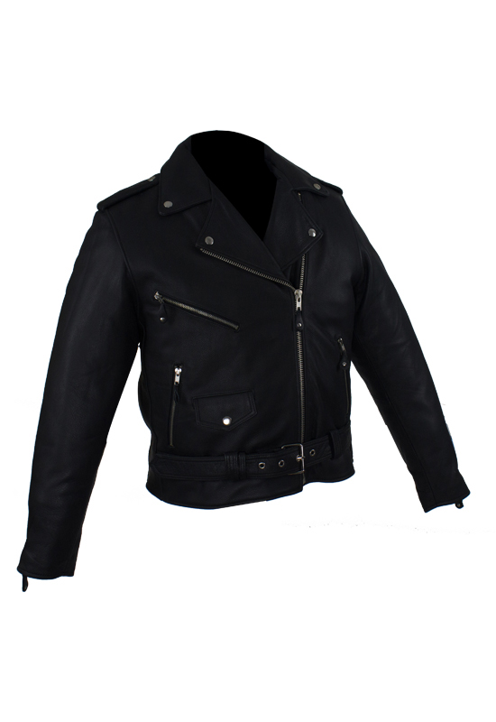 black leather half jacket