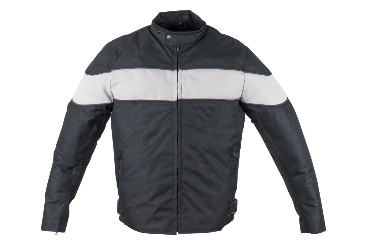 Men’s Textile Motorcycle Jacket With Wide Grey Stripe – Hasbro Leather ...