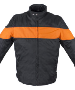 Men's Textile Motorcycle Jacket With Wide Orange Stripe