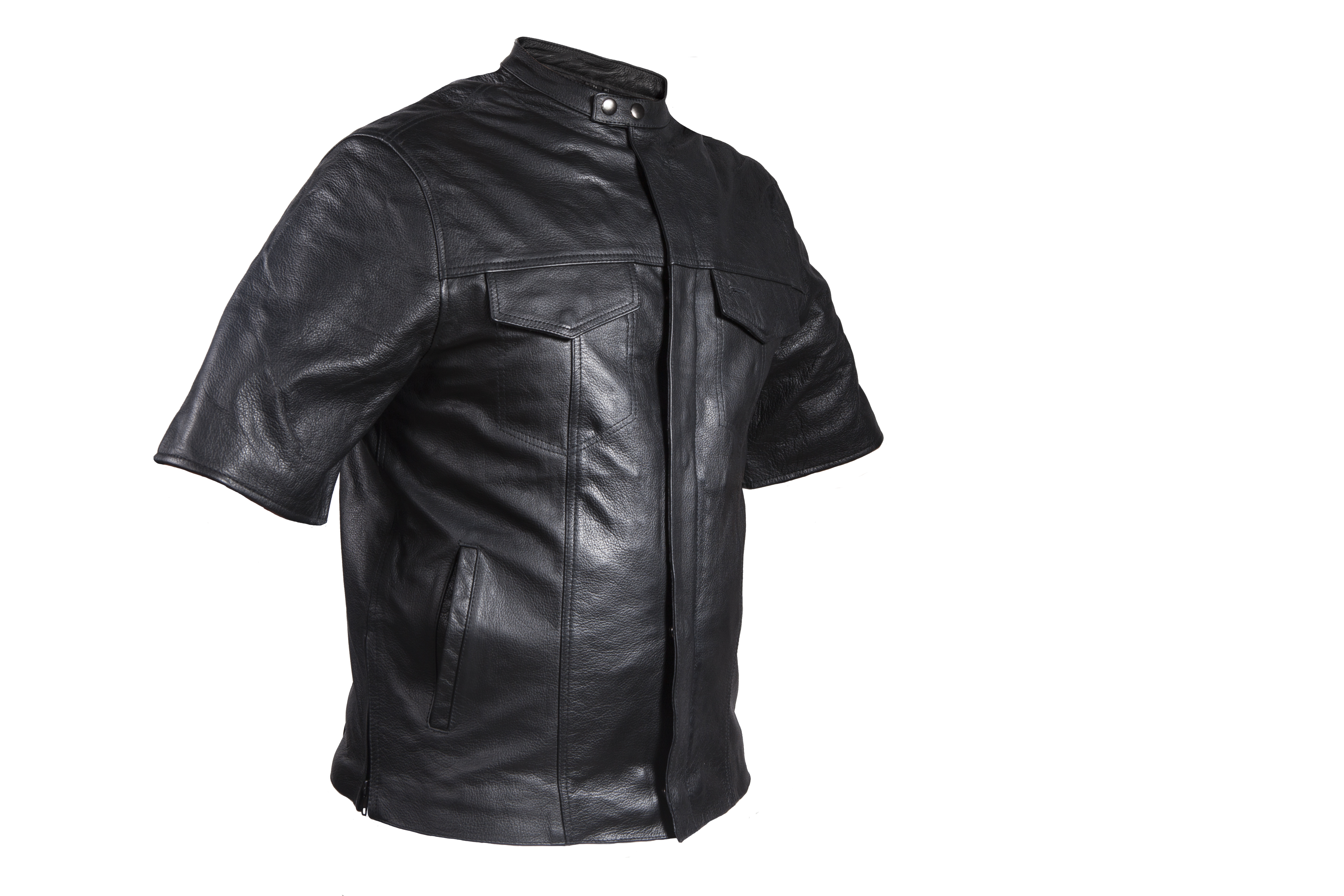 short sleeve leather jacket mens