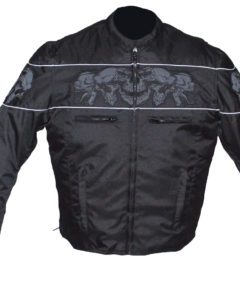 Men's Textile Concealed Carry Racing Jacket with Reflective Skulls