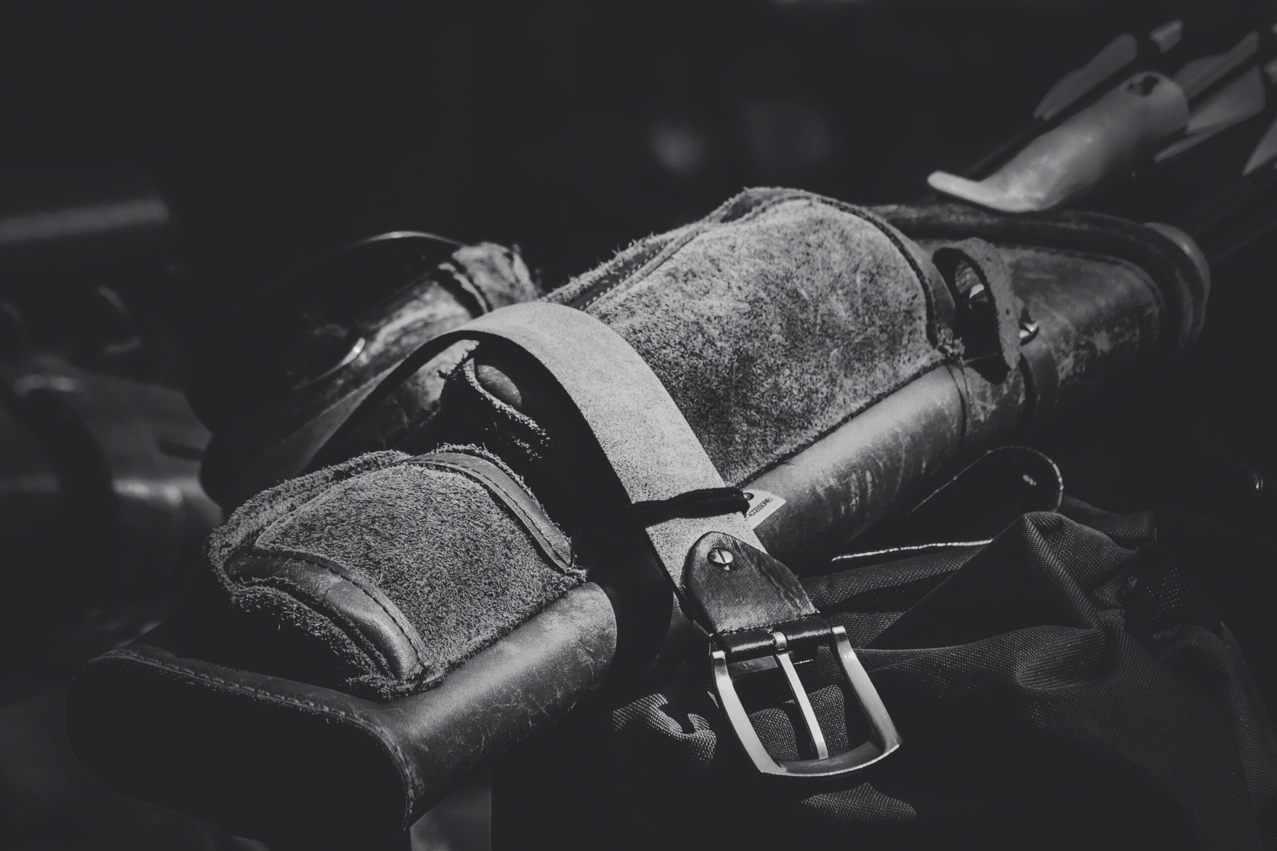 Leather buckle and hardware detail