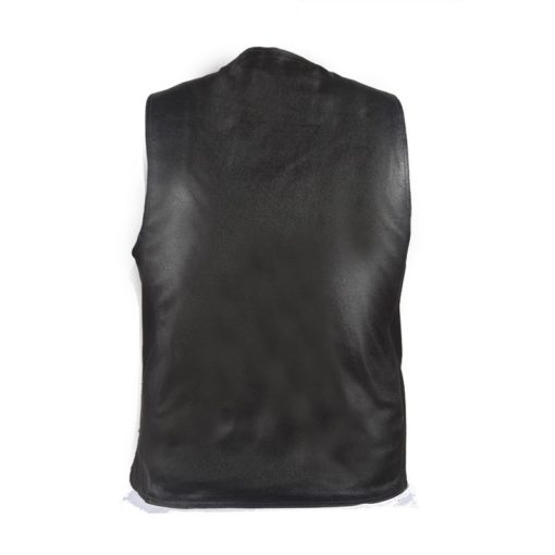 Mens Plain Black Leather Vest – Hasbro Leather | Top Quality Bikers ...