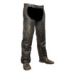 Distressed Brown Leather Motorcycle Chaps With Leather Belt