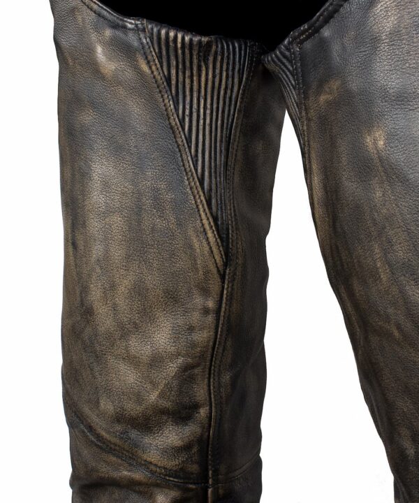 Distressed Brown Leather Motorcycle Chaps With Matching Leather Belt — alternate view 6, Hasbro Leather