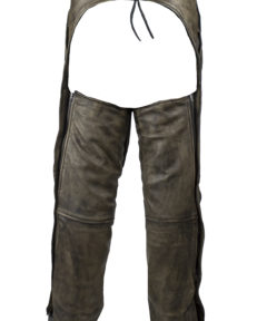 Mens Distressed Brown Leather Motorcycle Chaps