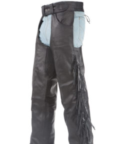 Biker Leather Chaps With Braid & Fringe