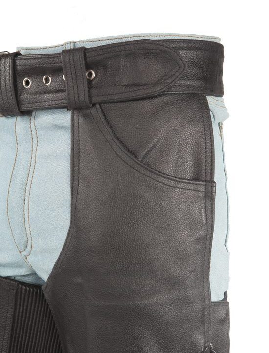 Motorcycle Leather Chaps With Braid & Fringe — Classic Biker Style — alternate view 6, Hasbro Leather