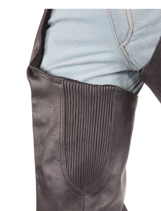 Motorcycle Leather Chaps With Braid & Fringe — Classic Biker Style — alternate view 5, Hasbro Leather