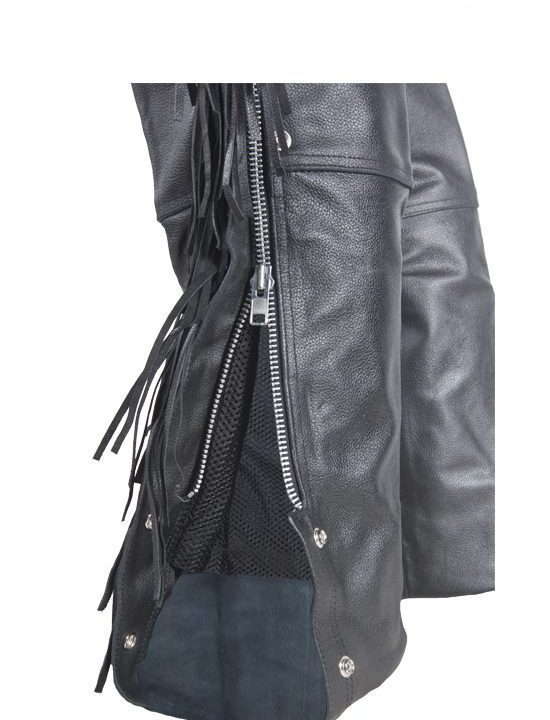 Motorcycle Leather Chaps With Braid & Fringe — Classic Biker Style — alternate view 8, Hasbro Leather