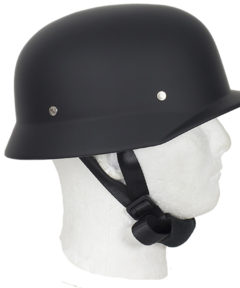 German Novelty Flat Black Helmet With Adjustable Chin Strap