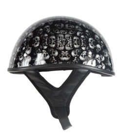DOT Approved Low Profile Motorcycle Helmet With Black Finish & Skull Graphics