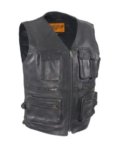 Mens Leather Cargo Vest