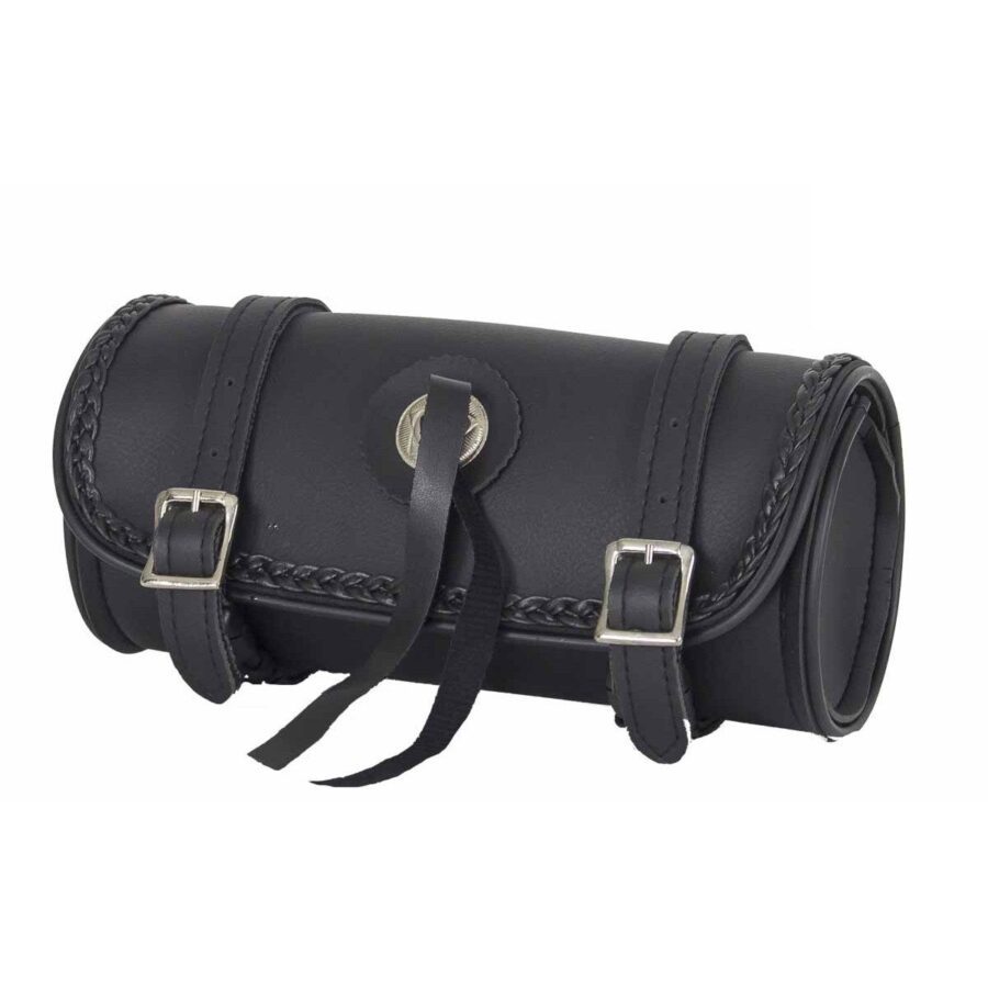 10″ PVC Motorcycle Tool Bag With Concho & Braid — Tool Bags, Hasbro Leather