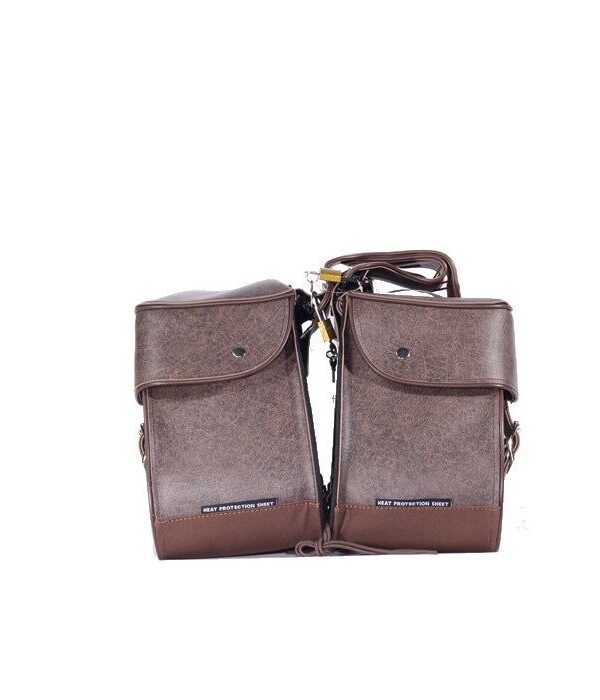 PVC Brown Motorcycle Saddlebag With Lock — alternate view 2, Hasbro Leather