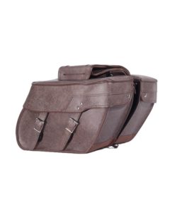 PVC Brown Motorcycle Saddlebag With Lock