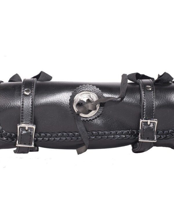 12″ PVC Motorcycle Tool Bag With Braid & Concho — Tool Bags, Hasbro Leather