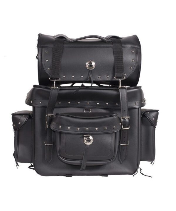 Big Studded Motorcycle Sissy Bar Bag — Large Touring Storage — Sissy Bar Bags, Hasbro Leather