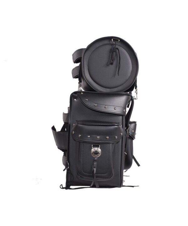 Big Studded Motorcycle Sissy Bar Bag — Large Touring Storage — alternate view 2, Hasbro Leather