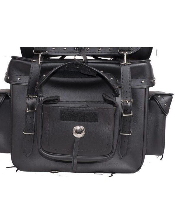 Big Studded Motorcycle Sissy Bar Bag — Large Touring Storage — alternate view 5, Hasbro Leather