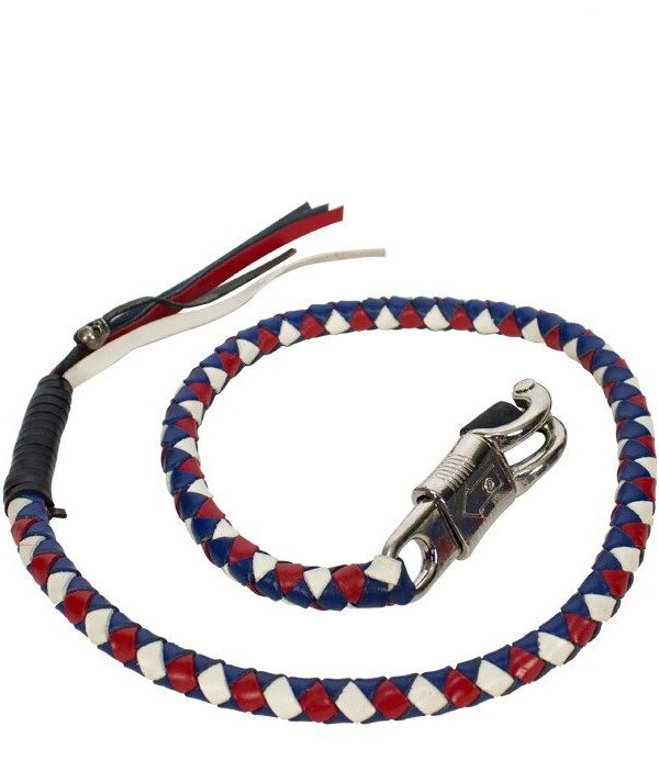 Red, White & Blue Get Back Whip For Motorcycles — Hasbro Leather
