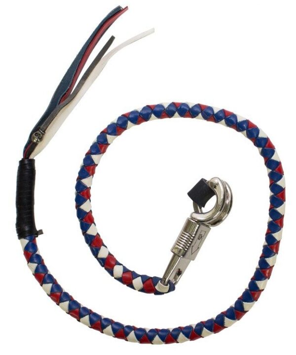Red, White & Blue Get Back Whip For Motorcycles — alternate view 2, Hasbro Leather
