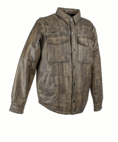 Alternative view of Men's Distressed Brown Leather Long-Sleeve Shirt