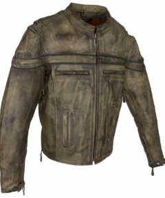 Alternative view of Men's Dark Distressed Brown Cowhide Leather Jacket
