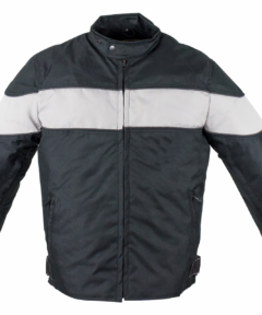 Men's Textile Motorcycle Jacket With Wide Grey Stripe