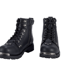 Alternative view of Waterproof Motorcycle Riding Boots – Black Faux Leather Side Zipper Low Heel