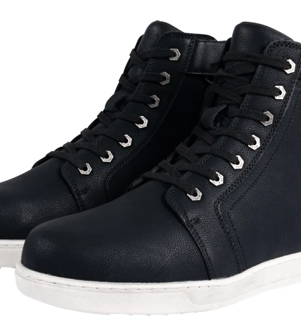 Men’s Biker Boots with Ankle Straps & Ring — White — Men's Boots, Hasbro Leather