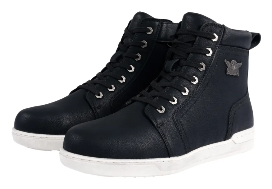 Men’s Biker Boots with Ankle Straps & Ring — White — Men's Boots, Hasbro Leather