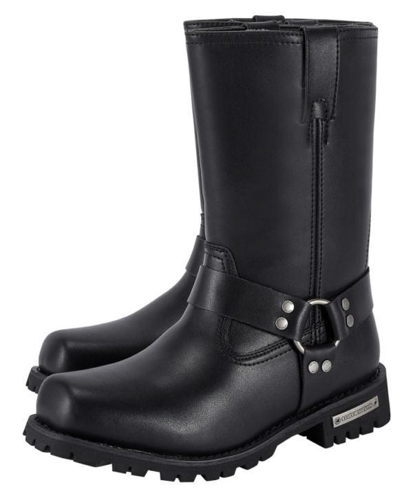 Men’s Mid-Calf Square Toe Waterproof Biker Boots — Black — Men's Boots, Hasbro Leather