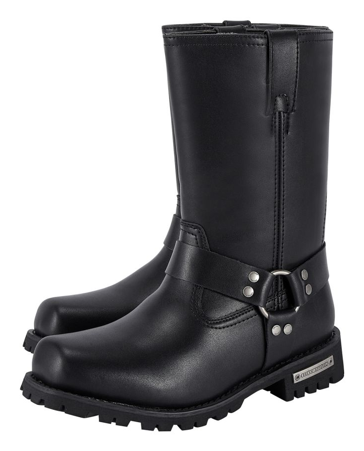 Men’s Mid-Calf Square Toe Waterproof Biker Boots — Black — Men's Boots, Hasbro Leather