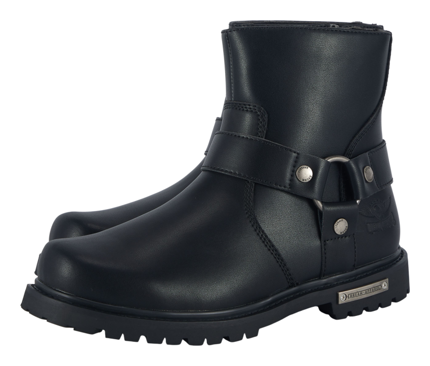 Men’s Motorcycle Biker Boots — Classic Black — Men's Boots, Hasbro Leather
